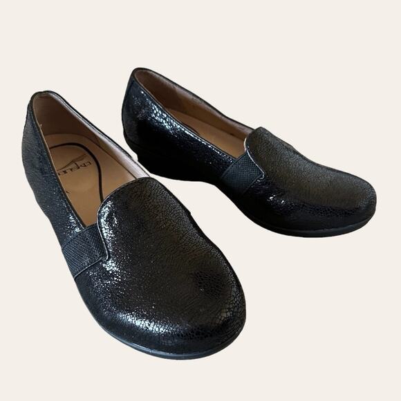Dansko Black Embossed Leather Loafer - Picture 1 of 8